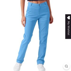 Dickies 26R Women's Straight Leg Skinny Fit Flex SKY BLUE Twill Pants NEW